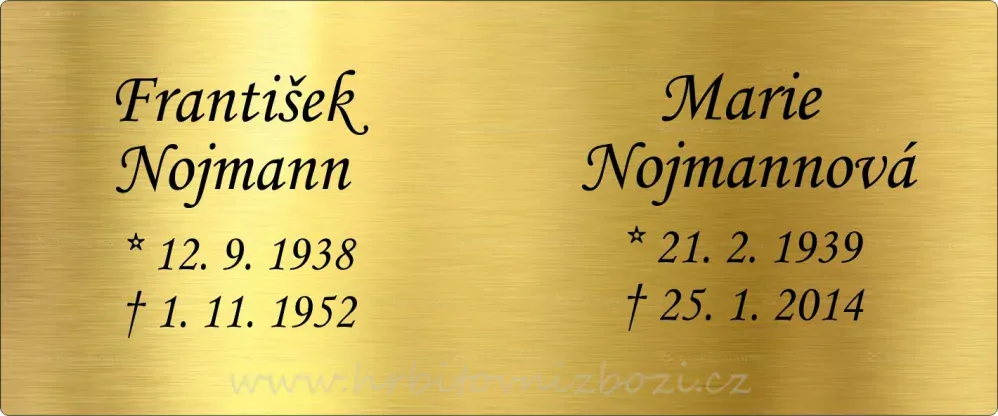 Rytá cedulka pro dvě osoby 12 x 5 cm zlatá