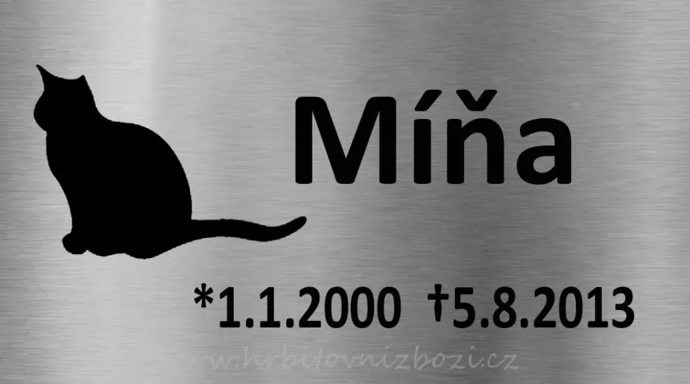 Rytá cedulka na urnu Míňa