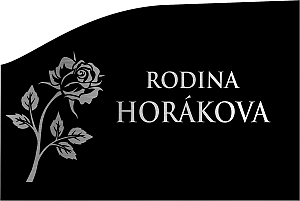 Náhrobní deska 15 x 10 cm rodina s růží písmo stříbrné