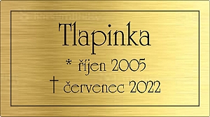 Rytá cedulka na urnu Tlapinka zlatá