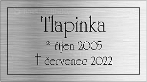 Rytá cedulka na urnu Tlapinka stříbrná