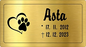 Rytá cedulka Asta zlatá