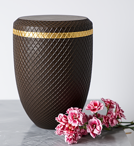 Plastová urna hnědá zlatý pásek