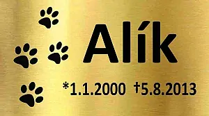 Rytá cedulka na urnu Alík zlatá