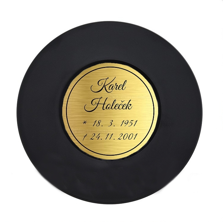 Cedulka kulatá rytá na úřední urnu