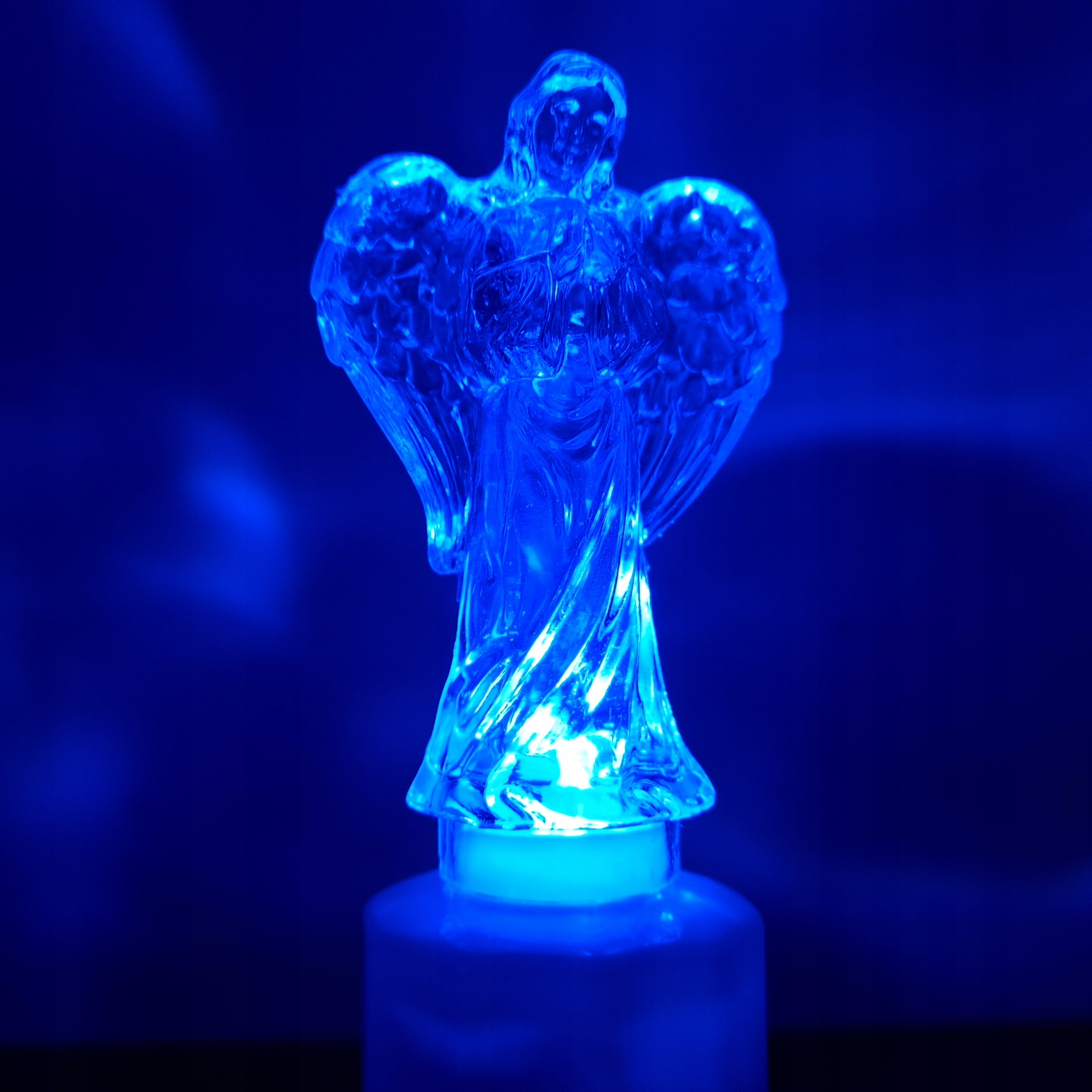 Lampička hřbitovní ANDĚL LED modrý