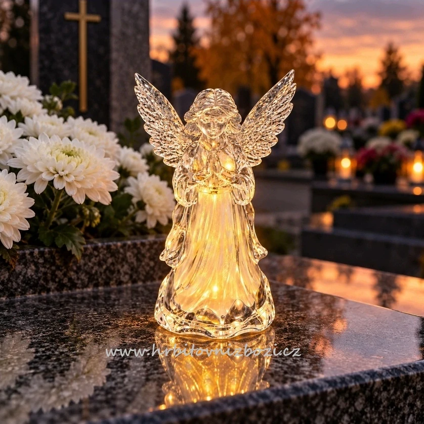 Anděl svítící měnící barvy 17 cm vysoký