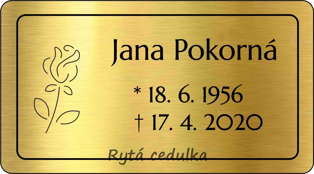 Urna měděná s rytou růží