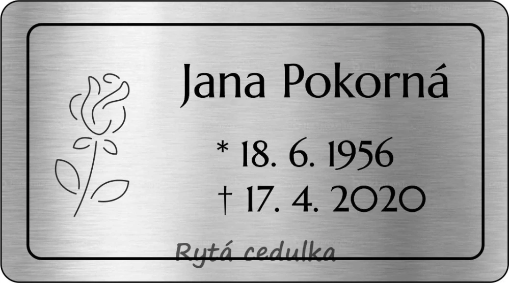 Urna hliníková bílá s rytou růží